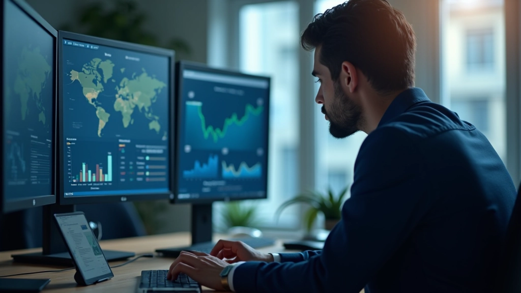 Finanzberater bei der Arbeit mit Analysecharts und Datenvisualisierung